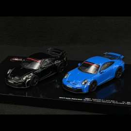 Set of 2 Porsche 911 GT3 Type 992 2021 Shark Blue / Black 1/43 Minichamps 412069200