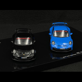 Set of 2 Porsche 911 GT3 Type 992 2021 Shark Blue / Black 1/43 Minichamps 412069200