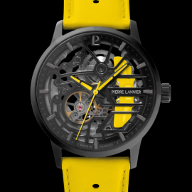 Paddock Automatic Watch Yellow Racing Leather bracelet Made in France Pierre Lannier 145G849 - women