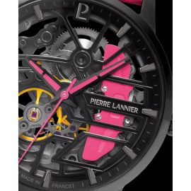 Paddock Automatikuhr Racing Rosa Lederarmband Hergestellt in Frankreich Pierre Lannier 145G895 - damen