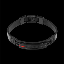 Paddock Bracelet Black / Red Steel and Leather Pierre Lannier BJ40A5551