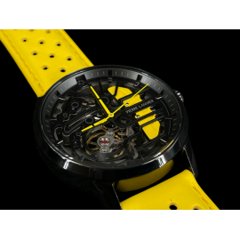 Paddock Automatic Watch Yellow Racing Leather bracelet Made in France Pierre Lannier 145G849 - women