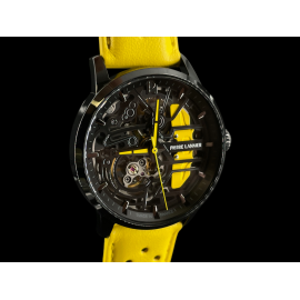 Paddock Automatic Watch Yellow Racing Leather bracelet Made in France Pierre Lannier 145G849 - women