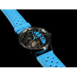 Paddock Automatic Watch Blue Racing Leather bracelet Made in France Pierre Lannier 145G866 - women