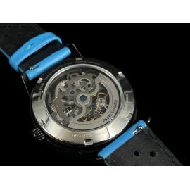 Paddock Automatic Watch Blue Racing Leather bracelet Made in France Pierre Lannier 145G866 - women