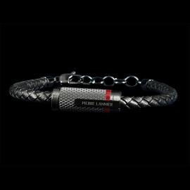 Paddock Bracelet Black / Red Plaited Leather Pierre Lannier BJ40A1551