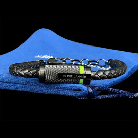 Paddock Armband Schwarz / Grün Geflochtenes Leder Pierre Lannier BJ40A1571