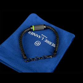 Paddock Armband Schwarz / Grün Geflochtenes Leder Pierre Lannier BJ40A1571