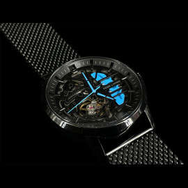 Paddock Automatic Watch Black / Blue Metal bracelet Made in France Pierre Lannier 345A469