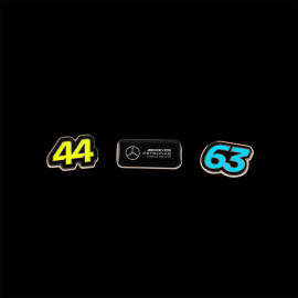 Set of 3 Mercedes Pins Low Cost AMG Petronas F1 Team Hamilton n° 44 / Russell n° 63 701227069-001