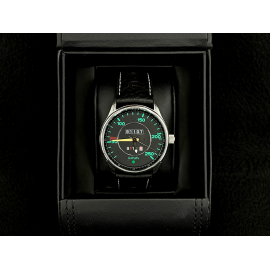 Porsche 911 Automatikwerk Uhr 250 km/h Tachometer kissenförmigen Gehäuse / schwarz Wahl / grüne Zahlen
