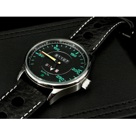 Porsche 911 Automatic Watch 250 km/h speedometer cushion-shaped case / black dial / green numbers