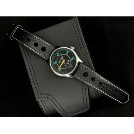 Porsche 911 Automatikwerk Uhr 250 km/h Tachometer kissenförmigen Gehäuse / schwarz Wahl / grüne Zahlen