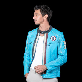Steve McQueen Lederjacke Liam Blau Nordic Herren – Racing-Stil 1971 27671-0611