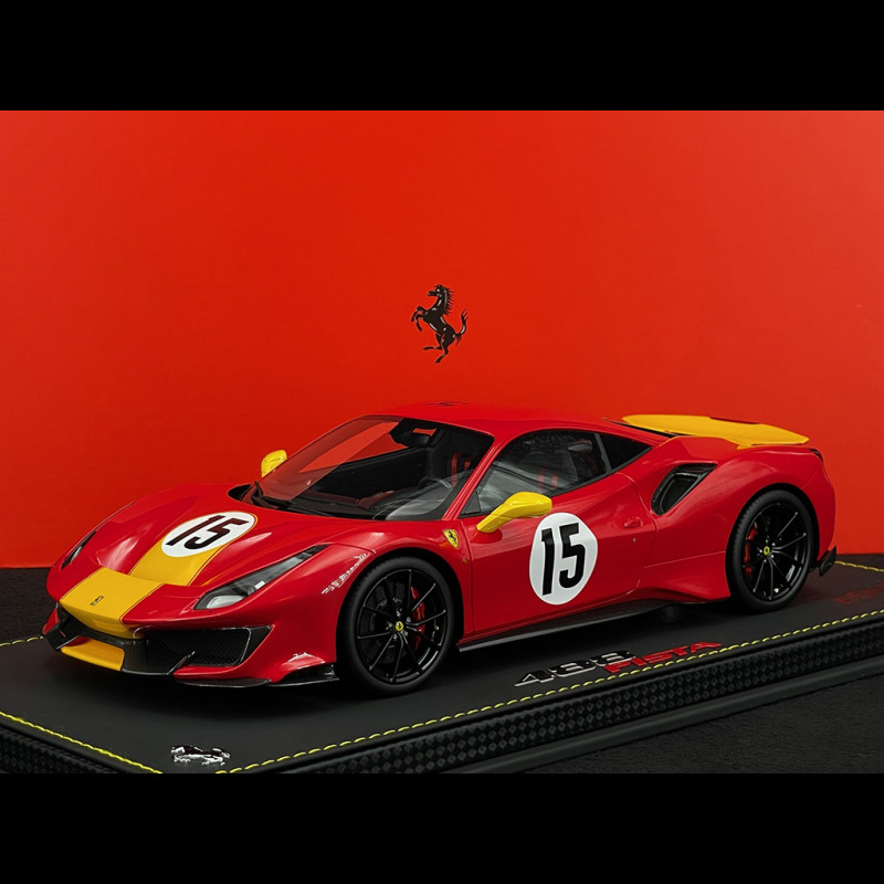 Ferrari 488 Pista n° 15 Custom Le Mans 1973 Red / Yellow 1/18 BBR Models P18145ST Ferrari 488 Pista n° 15 Custom Le Mans 1973 Red / Yellow 1/18 BBR Models P18145ST
