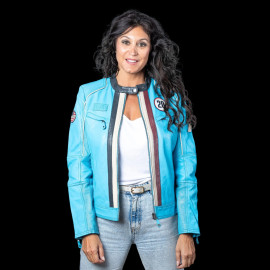 Steve McQueen Jacket Jutta Nordic Blue Leather – 1971 Racing Style for Women – Article ID 27674-0611