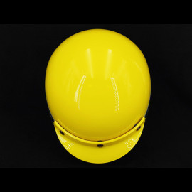 Ayrton SENNA Inspiration Helmet Yellow with Blue and Green Stripes - Black Leather Reinforcement