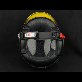 Ayrton SENNA Inspiration Helmet Yellow with Blue and Green Stripes - Black Leather Reinforcement