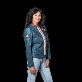 Steve McQueen Damen-Set – Jacke Jutta + Clutch Jim 6 Royalblau – 27674-0012 / 27660-0012