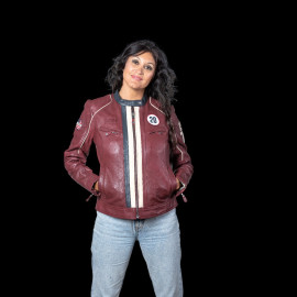 Steve McQueen Damen-Set – Jacke Jutta + Clutch Jim 6 Dunkelrot – 27674-4010 / 27660-4010