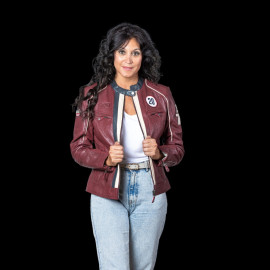 Steve McQueen Damen-Set – Jacke Jutta + Clutch Jim 6 Dunkelrot – 27674-4010 / 27660-4010