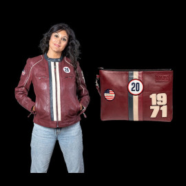 Steve McQueen Damen-Set – Jacke Jutta + Clutch Jim 6 Dunkelrot – 27674-4010 / 27660-4010