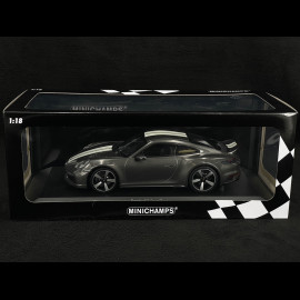 Porsche 911 Sport Classic Typ 992 2022 Metallic Grau mit Weißen Streifen 1/18 Minichamps 155062002