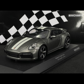 Porsche 911 Sport Classic Typ 992 2022 Metallic Grau mit Weißen Streifen 1/18 Minichamps 155062002