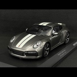 Porsche 911 Sport Classic Typ 992 2022 Metallic Grau mit Weißen Streifen 1/18 Minichamps 155062002