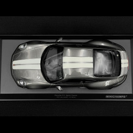 Porsche 911 Sport Classic Typ 992 2022 Metallic Grau mit Weißen Streifen 1/18 Minichamps 155062002