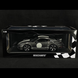 Porsche 911 Sport Classic Typ 992 2022 Metallic Grau mit Weißen Streifen 1/18 Minichamps 155062004