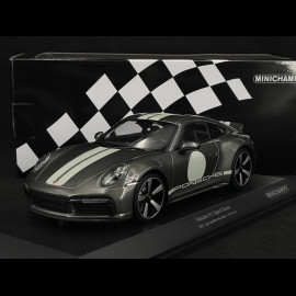 Porsche 911 Sport Classic Typ 992 2022 Metallic Grau mit Weißen Streifen 1/18 Minichamps 155062004