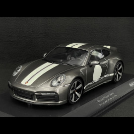 Porsche 911 Sport Classic Typ 992 2022 Metallic Grau mit Weißen Streifen 1/18 Minichamps 155062004