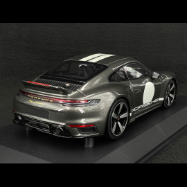 Porsche 911 Sport Classic Typ 992 2022 Metallic Grau mit Weißen Streifen 1/18 Minichamps 155062004