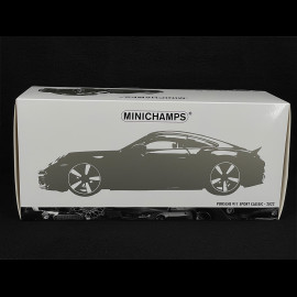 Porsche 911 Sport Classic Typ 992 2022 Metallic Grau mit Weißen Streifen 1/18 Minichamps 110069201