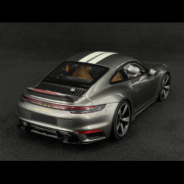 Porsche 911 Sport Classic Typ 992 2022 Metallic Grau mit Weißen Streifen 1/18 Minichamps 110069201
