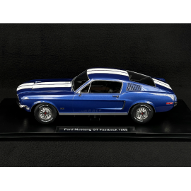 Ford Mustang GT Fastback Coupé 1968 Blau Metallic / Weiß 1:18 KK Scale KKDC181394