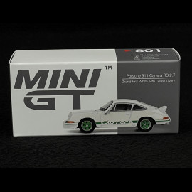 Porsche 911 Carrera RS 2.7 1973 Grand Prix White / Green Stripes 1:64 Mini GT MGT00801