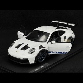Porsche 911 GT3 RS Typ 992 2024 Weiß mit blauen Streifen 1/18 Solido S1812102