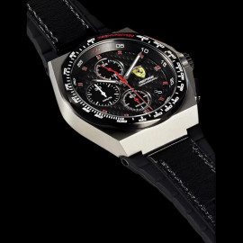Ferrari Aspire Chronograph Uhr Schwarz Leder / Silikon Armband 0830791