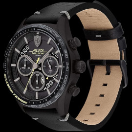 Ferrari Uhr Pilota Evo Schwarz Lederarmband 0830823