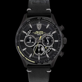 Ferrari Uhr Pilota Evo Schwarz Lederarmband 0830823