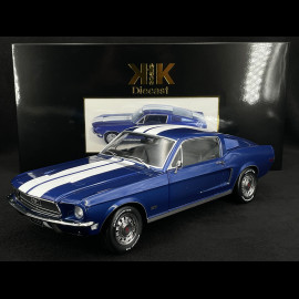 Ford Mustang GT Fastback 1968 Blue with White Stripes 1/12 KK Scale KKDC120224