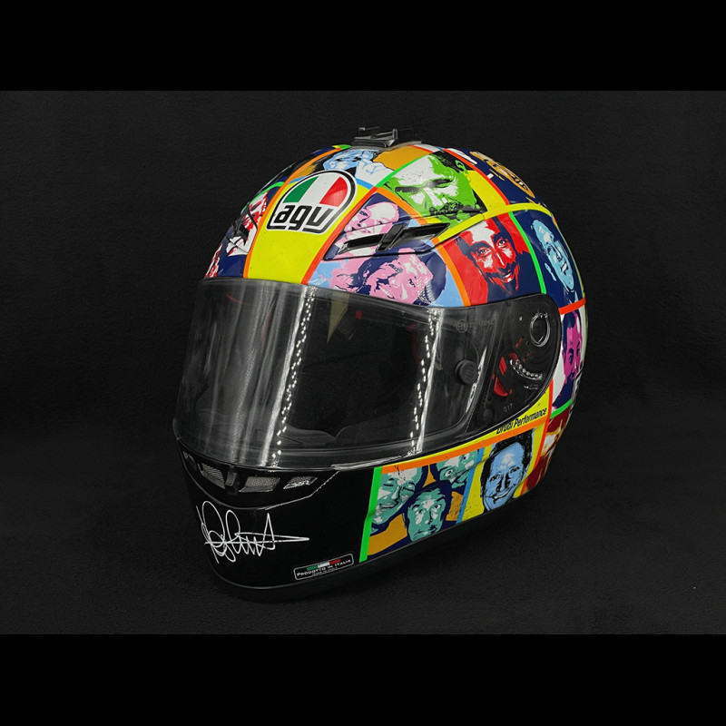 Signiert Valentino Rossi Helm AGV GP-Tech Faces 2008 Replica 1:1 Mehrfarbig 2406/2500