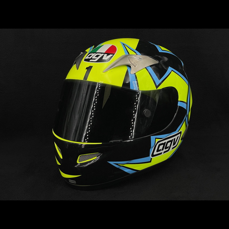 Signiert Valentino Rossi Helm AGV Ti-Tech By Roby Gelb Blau Größe L Limited Edition 1/500
