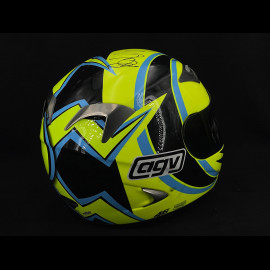 Signiert Valentino Rossi Helm AGV Ti-Tech By Roby Gelb Blau Größe L Limited Edition 1/500