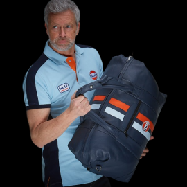 Gulf Travel Bag Racing in Leather Navy Blue GU252ACM01-100