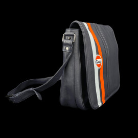 Gulf Shoulder Bag Racing in Leather Silvertsone Navy Blue GU252ACM02-100