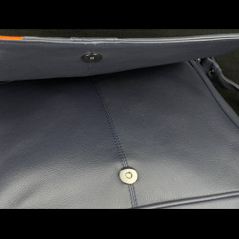 Gulf Shoulder Bag Racing in Leather Silvertsone Navy Blue GU252ACM02-100