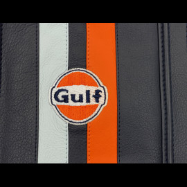 Gulf Shoulder Bag Racing in Leather Silvertsone Navy Blue GU252ACM02-100